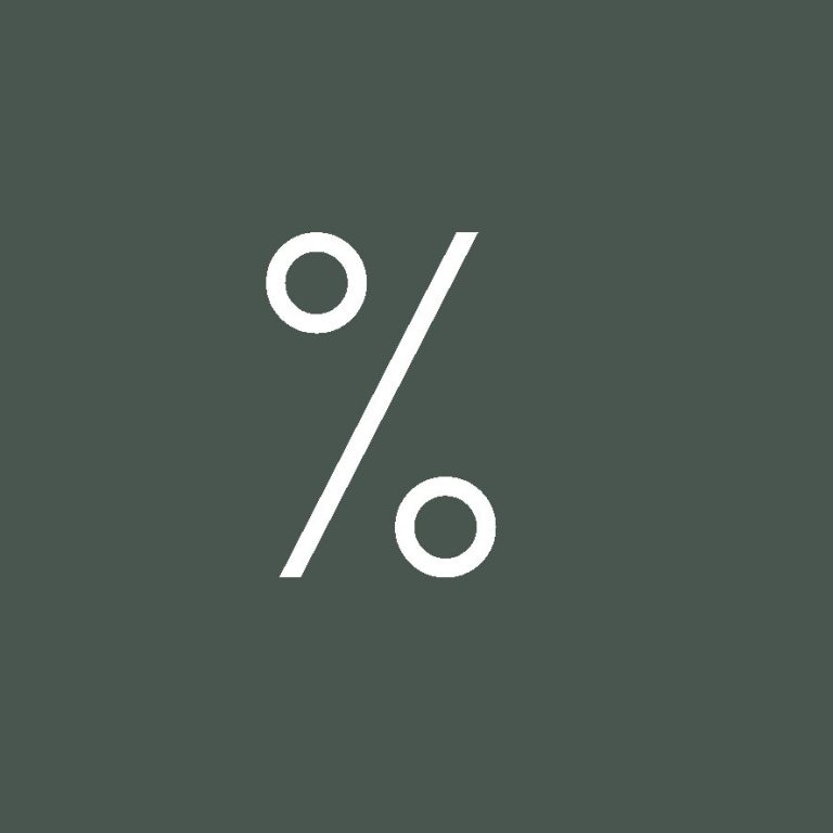 Sale Musterküchen Symbol für Prozentrechnung in minimalistischer, neutraler Gestaltung auf grünem Hintergrund.